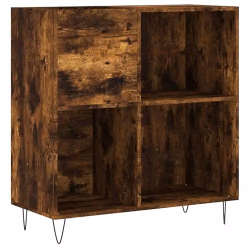 vidaXL Record Cabinet in Brown Oak and Metal, W/D/H: 89 x 38 x 84.5 cm