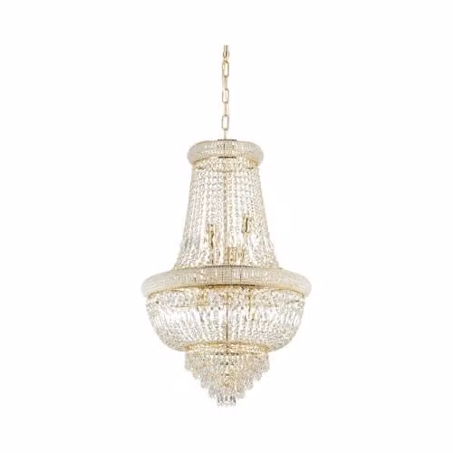 Ideal Lux Dubai Suspended Pendant Light in Brass and Crystal with E14 Socket
