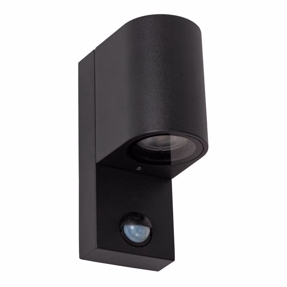 Lucide Zaro Black Aluminium Outdoor Wall Spotlight with Motion and Dusk Sensors, GU10, IP65 – 5