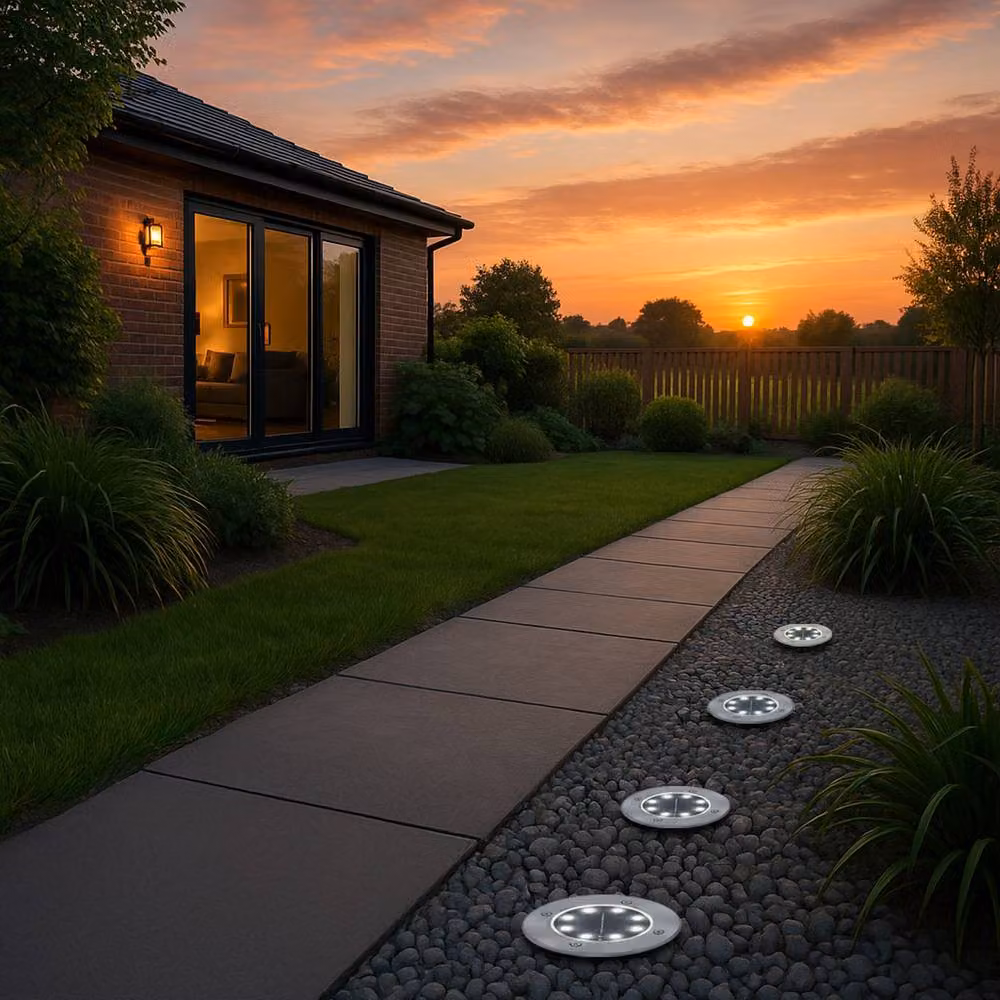 Gardenwize Pack of 4 Solar LED Recessed Deck and Step Lights in Silver – 2