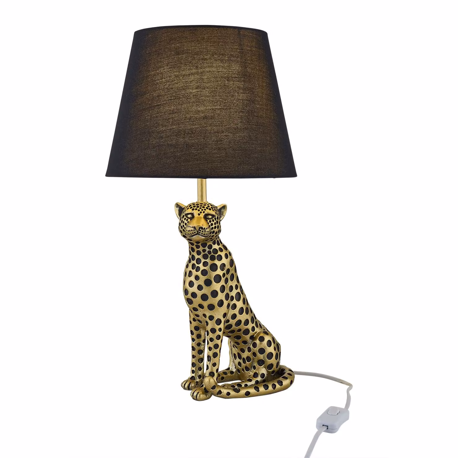 First Choice Lighting Bella Gold Cheetah Table Lamp with Black Fabric Shade – 2