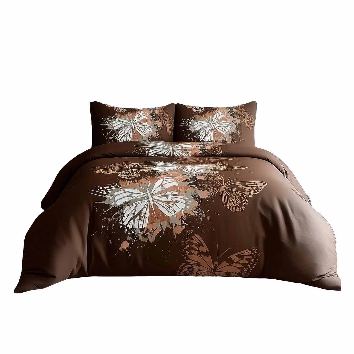 Snug City Butterfly Design Duvet Cover and Pillowcase Set, Brown, Super King, 200 x 200 cm – 2
