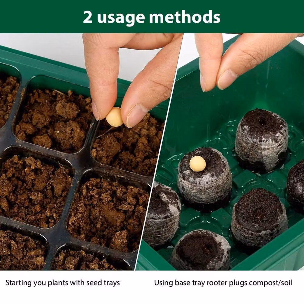 FLAVORA 10 Pack of Green 12 Hole Plastic Seed Starter Grow Trays – 3