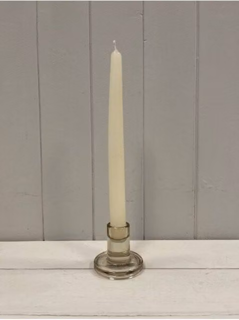 KDMD Smokey Brown Smooth Small Glass Taper Candle Holder