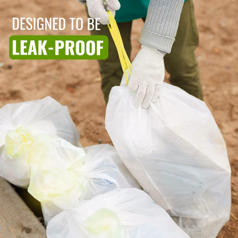 EcoBag Lemon Scented Drawstring Bin Liners, 60L, White, Pack of 10 – 6