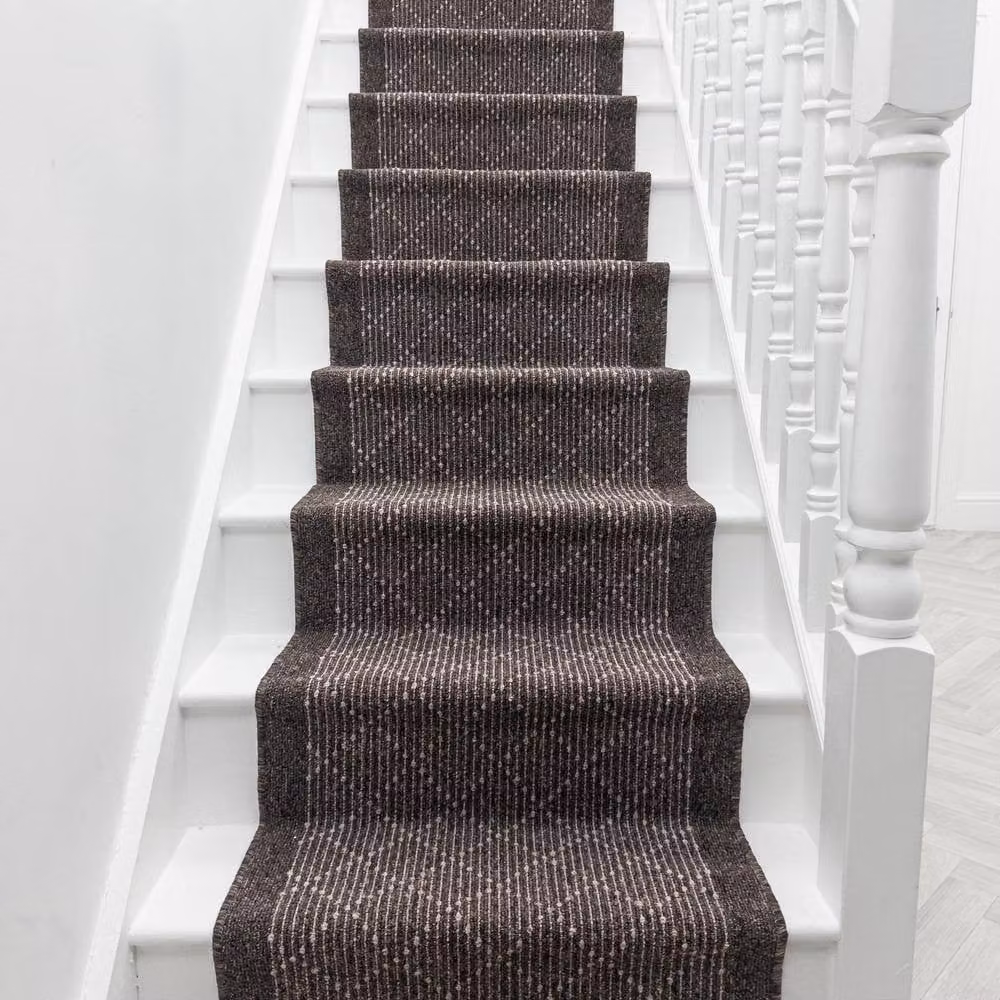 runrug Boulevard Non-Slip Stair Runner Carpet in Brown, W: 80 cm x L: 570 cm – 4