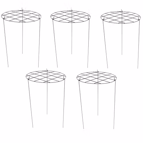 Garden Gear Black Metal Round Grow Through Grid Plant Support, Height: 76 cm, W/D: 50 x 50 cm (Pack of 5)