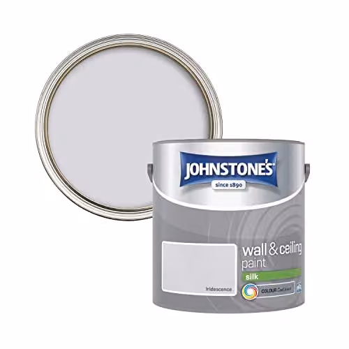 Johnstone's Silk Emulsion Water Based Gloss Paint in Grey and White, 2.5l – 2