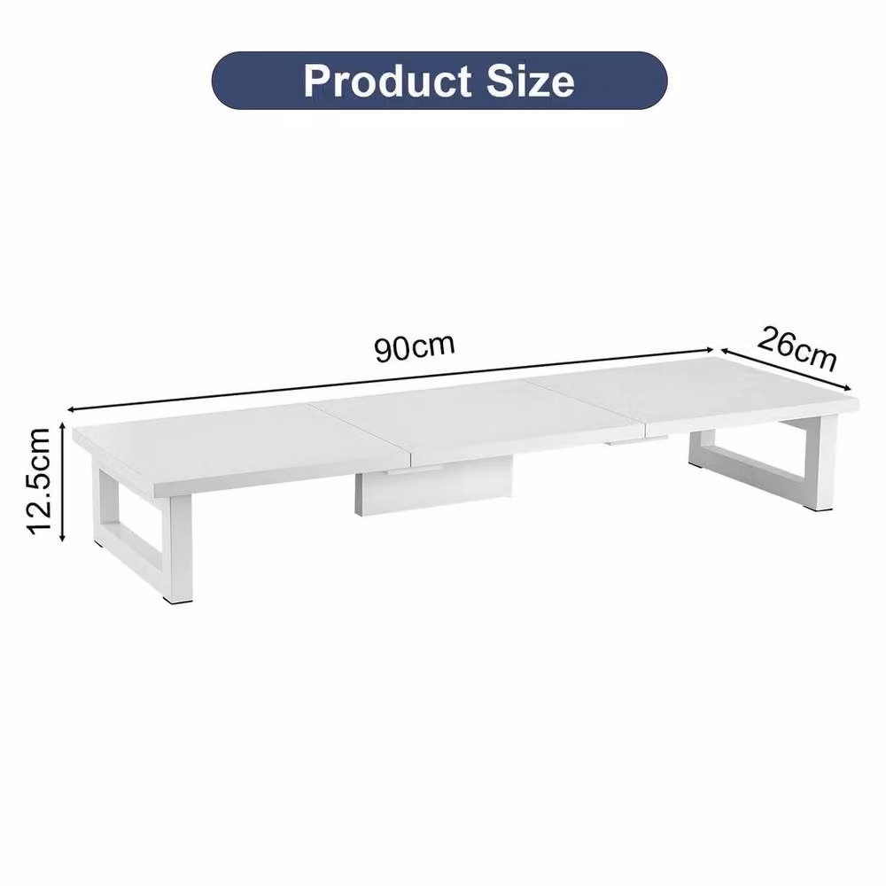 Kelvenix Dual Monitor Stand Riser, White, W: 90 cm, D: 26 cm – 2
