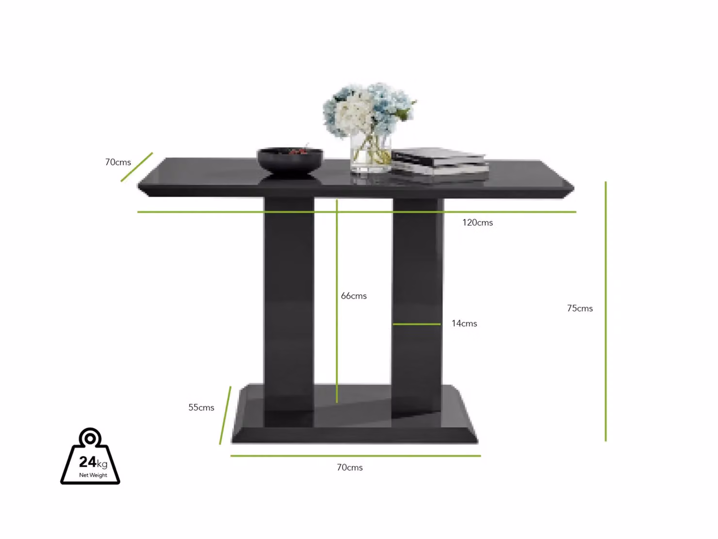 FurnitureboxUK Imperia Modern Black High Gloss Rectangular 4-Seater Dining Table W: 120 cm, D: 70 cm, H: 75 cm – 5
