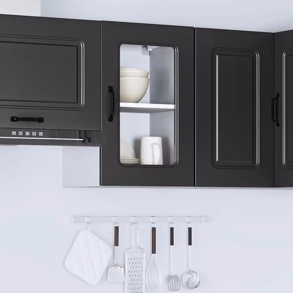 Berkfield Home Kalmar Modern Wall Mounted Kitchen Cabinet with Matt Black Glass Doors – 4