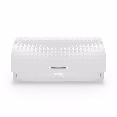 Tower Solitaire Roll Top Bread Bin in White Stainless Steel, H 19 x W 39 x D 27.5 cm – 1
