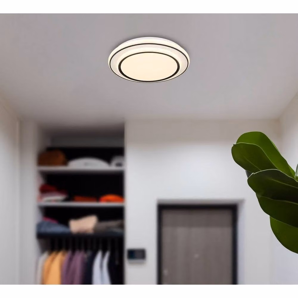 Netlighting Logan Integrated LED Semi Flush Ceiling Light, White Matt, 3000K Warm White – 2