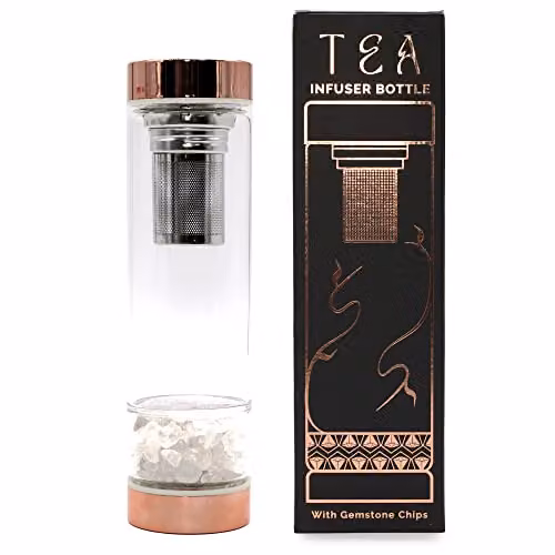 Serenityy Crystal Glass Tea Infuser Bottle, 0.55 l, Gold – 1