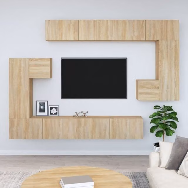 Berkfield Home Wall-mounted TV Cabinet in Sonoma Oak Brown Engineered Wood