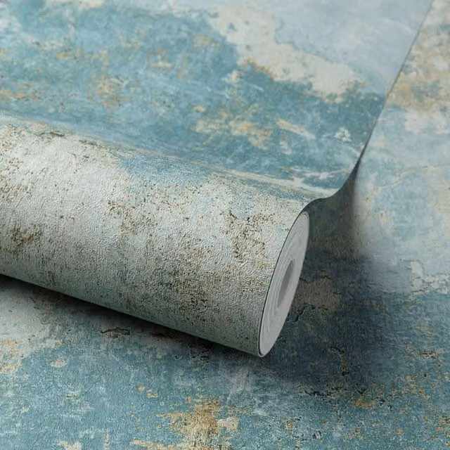 Grandeco Petrol Industrial Abstract Textured Wallpaper