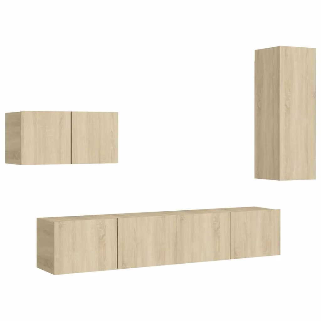 Berkfield Home 4 Piece Modern TV Cabinet Set in Sonoma Oak and Brown Engineered Wood – 2