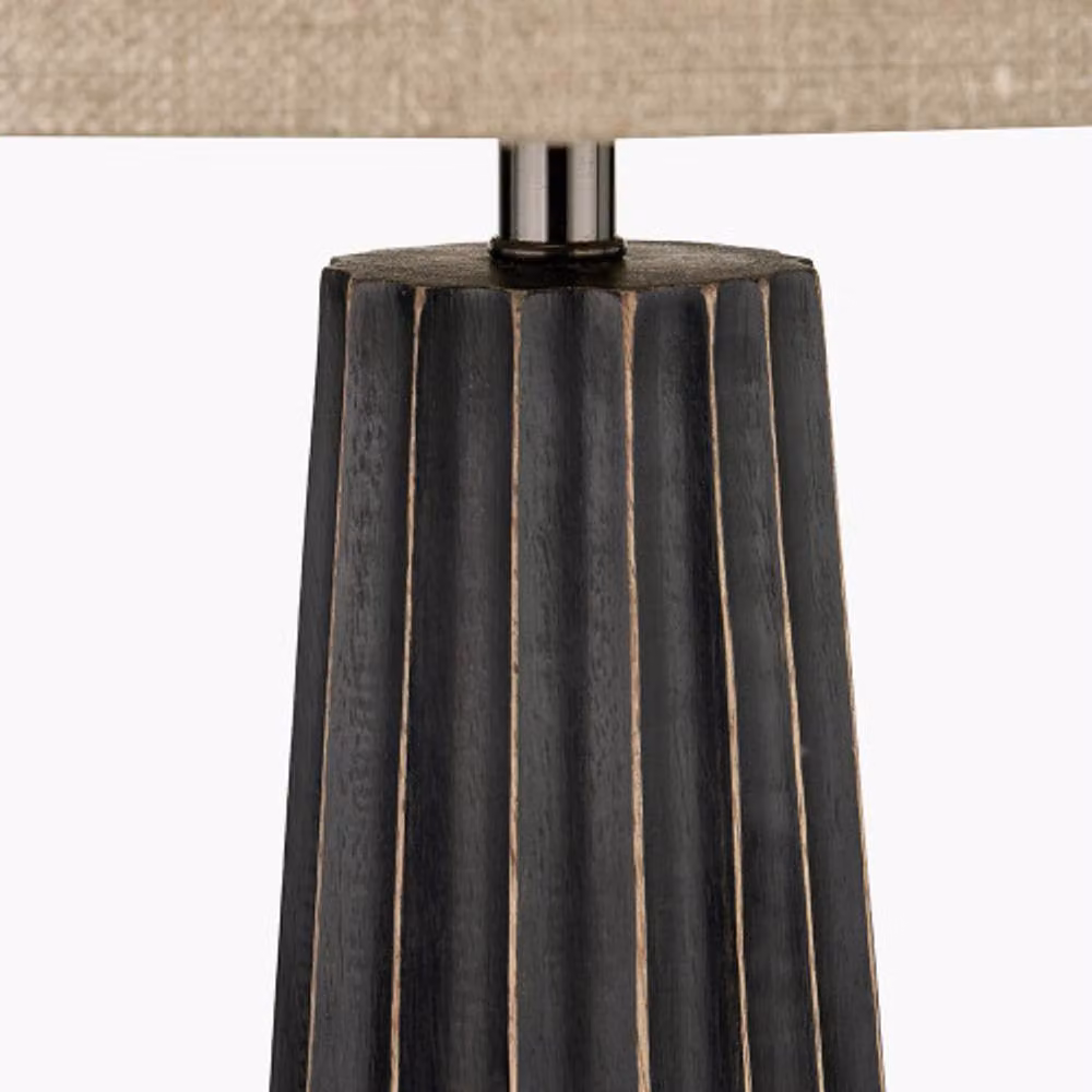 Ruma Black Mango Wood Textured Cone Table Lamp – 3