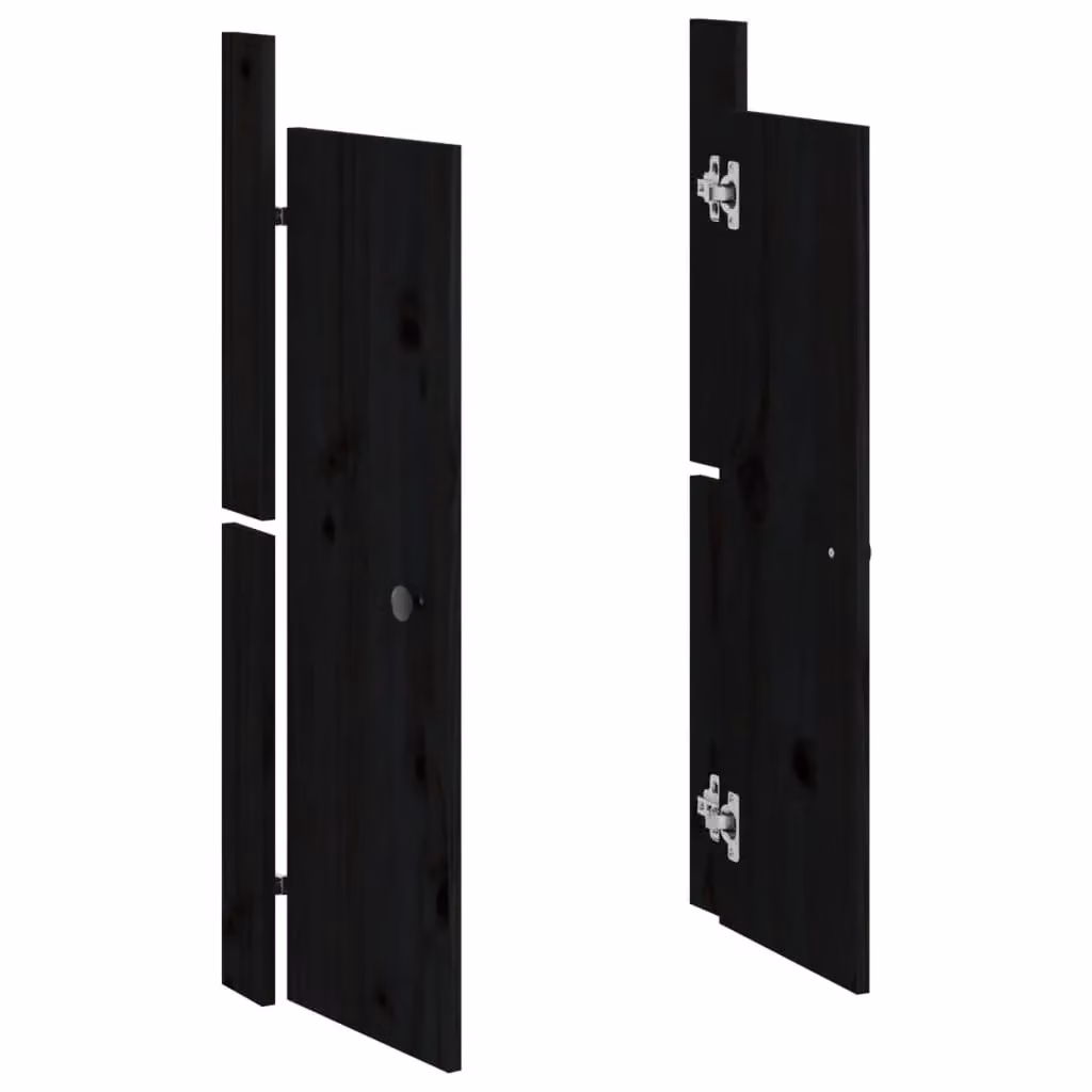 Berkfield Home Outdoor Kitchen Doors, 2 Piece Set in Black Solid Wood, W/D/H: 50 x 9 x 82 cm – 4