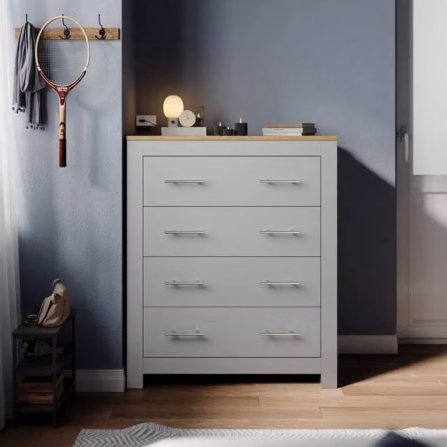 FORGEVIO 4-Drawer Chest of Drawers in Grey Matt Finish