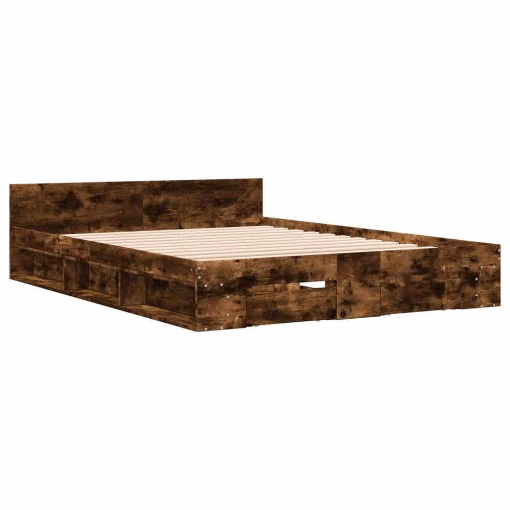 Berkfield Home Modern Bed Frame with Drawers in Smoked Oak Brown, W/D/H: 140 x 190 cm – 3