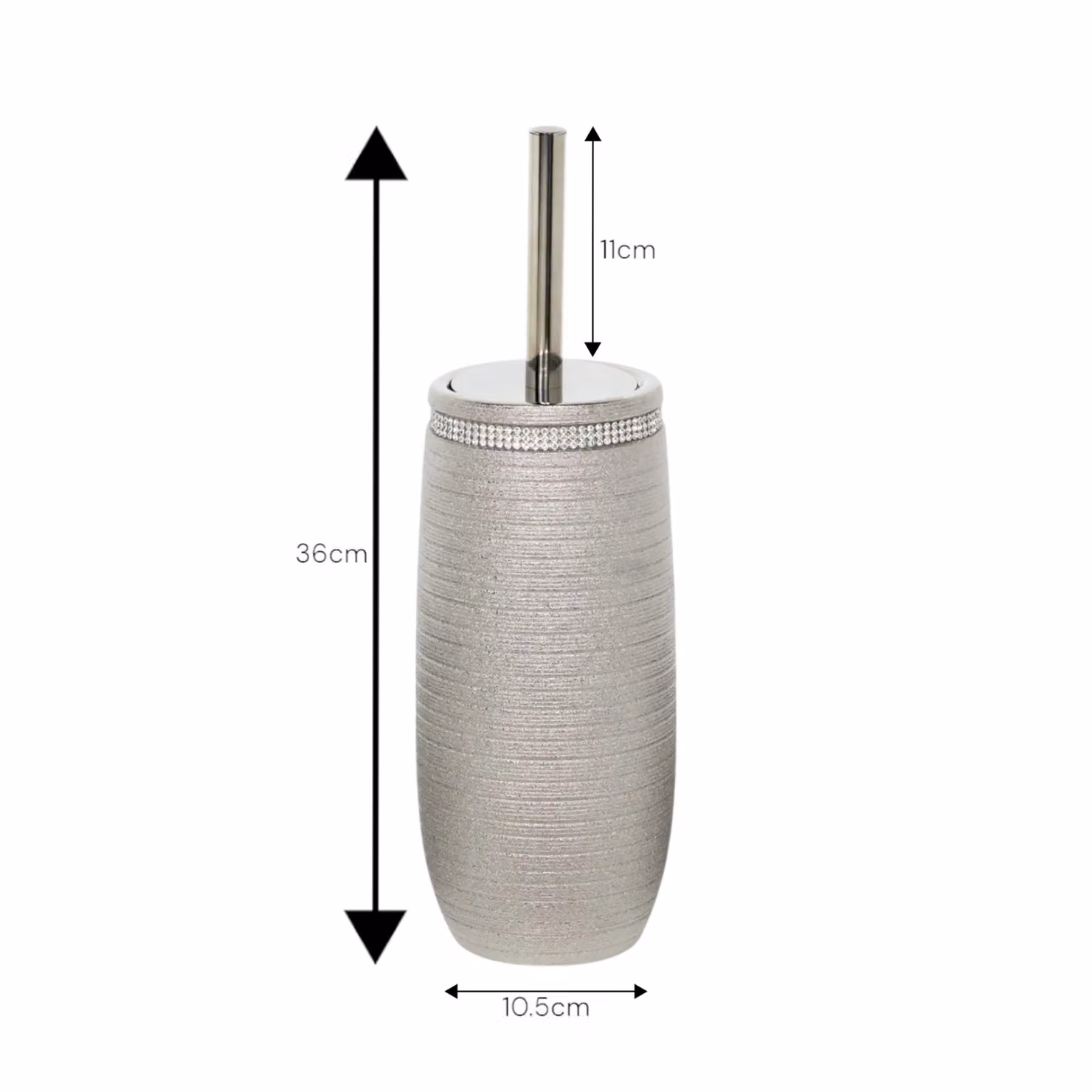 Showerdrape Pzazz Silver Diamante Freestanding Toilet Brush and Holder – 2