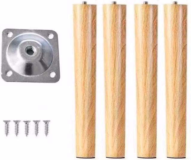 PAWNORA 4-Piece Vertical Style Wooden Furniture Legs in Natural Brown, Height: 30 cm – 1