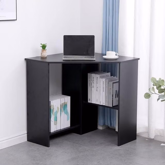 Home Source Wellington Compact Corner Computer Desk in Black