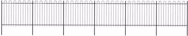 Berkfield Home Black Powder-Coated Steel Hoop Top Garden Fence