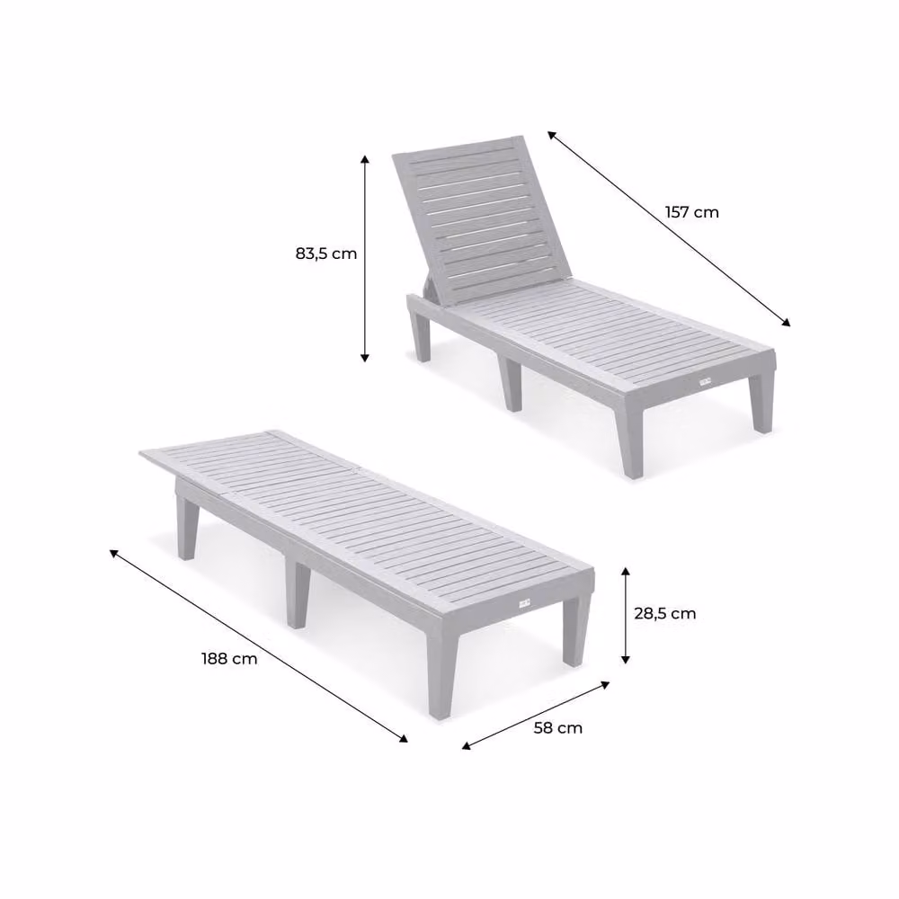 sweeek Pair of Black Plastic Sun Loungers with Textured Wood Effect – 3