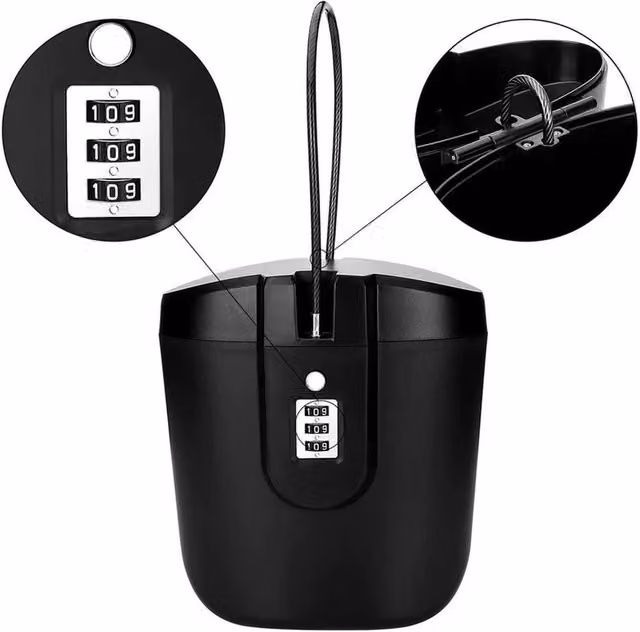 NESTLUNE Portable Combination Travel Safe Box in Black