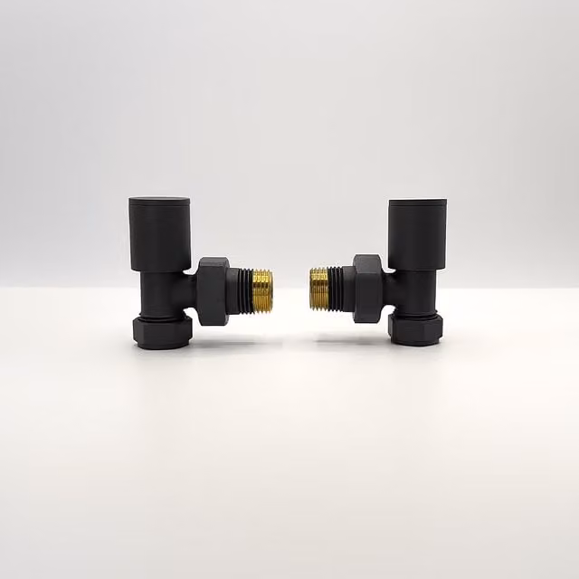 Lux Heat Matt Anthracite Grey Round Manual Angled Valve Set