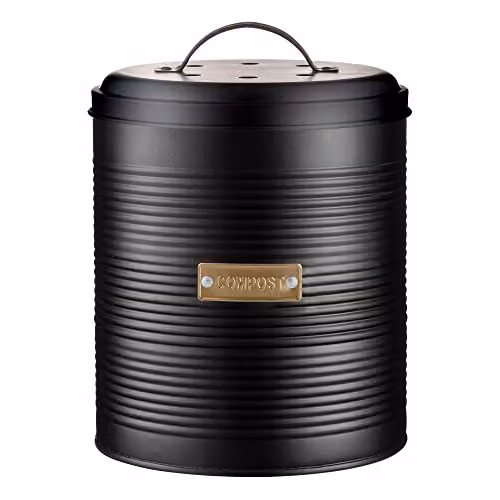 Rayware Typhoon Otto Black and Gold Compost Caddy 2.5 Litre