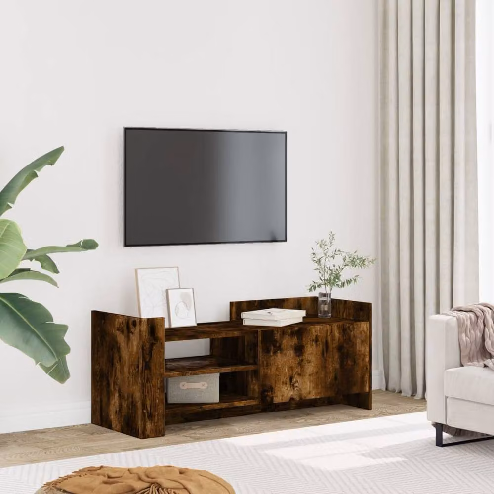 Berkfield Home Smoked Oak TV Cabinet in Dark Brown, W/D/H: 100 x 35 x 40 cm – 2