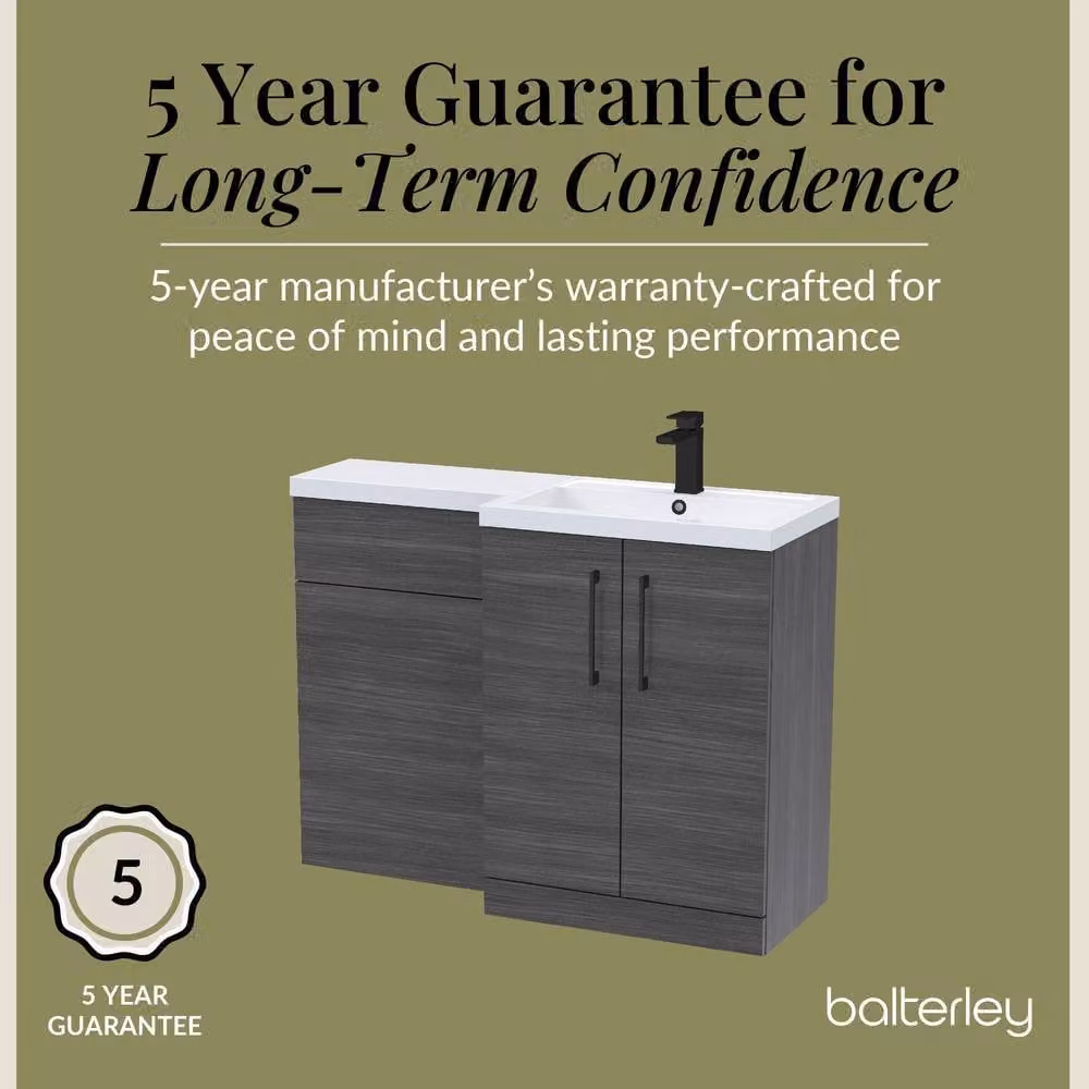 Balterley Modern Right-Hand Vanity and WC Unit Combination in Matt Grey Woodgrain Anthracite – 4