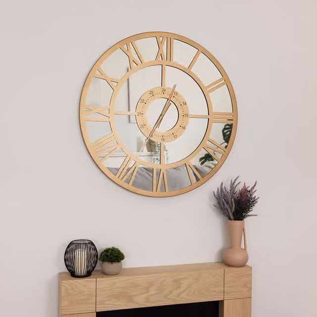 Charles Bentley Coniston Gold Mirrored Skeleton Wall Clock, W/D/H: 80 x 80 x 5 cm – 1