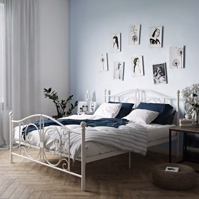Dorel Home Bombay Metal Bed in White, W/D/H: 180 x 200 cm