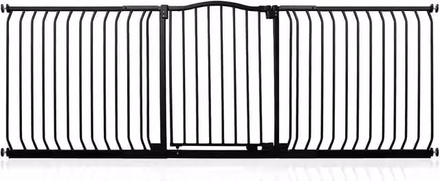 Safetots Curved Top Safety Gate in Matt Black, Extendable and No-Drill Swing Door for Doors and Stairs, Width: 197 cm - 206 cm