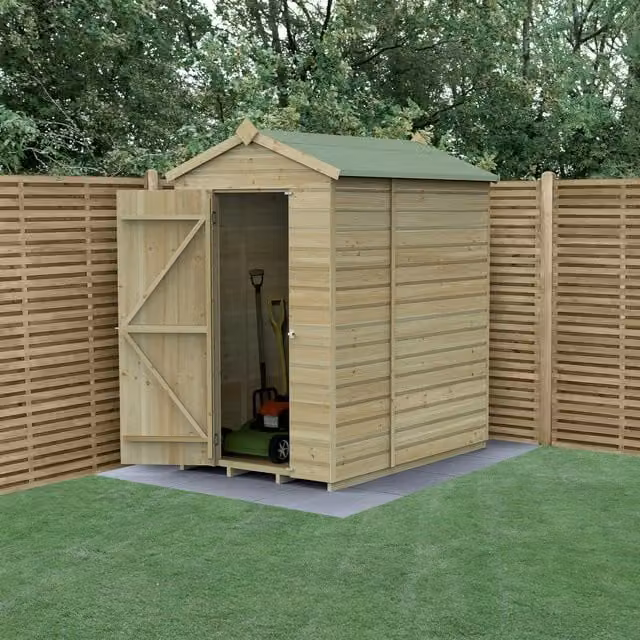 Beckwood Classic Apex Wood Shed in Brown with Double Doors and Base