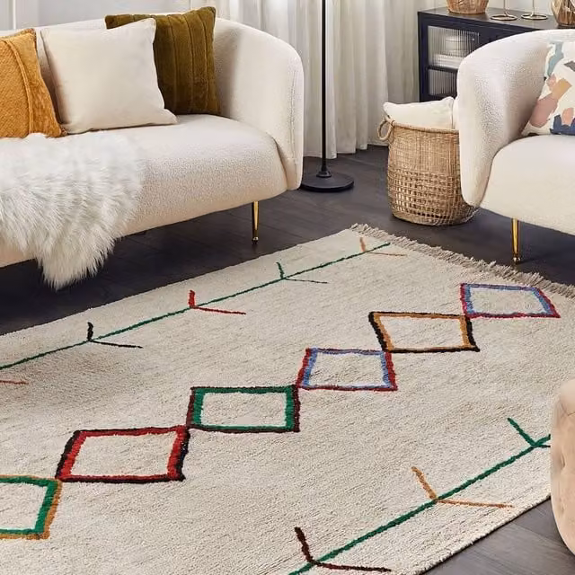 Wyld and Coco Beige and Black Geometric Hand Tufted Cotton and Polyester Rug, W: 160 cm, L: 230 cm – 1