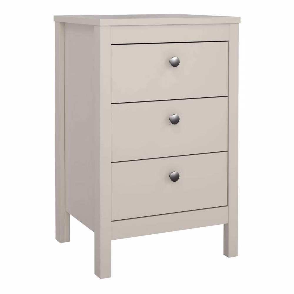 Wyld Haus Gossmere 3 Drawer Bedside Table in Beige Wood, W/D/H: 38.4 x 44.0 x 70.1 cm – 2