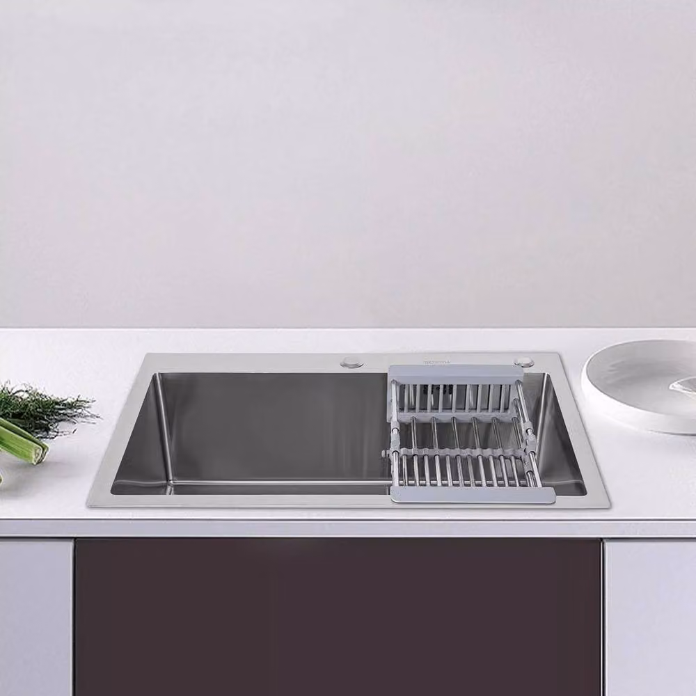 PAWNORA 304 Stainless Steel Waterfall Kitchen Sink in Silver – 3