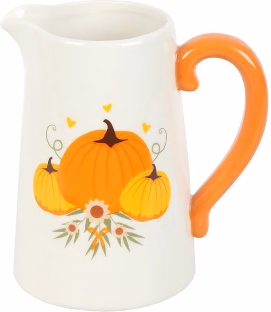 Something Different Autumn Ceramic Pumpkin Flower Jug in White, H 18.3 x W 12.1 x D 17.1 cm