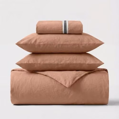 Bedable 300 Thread Count 100% Cotton Percale Bedding Set in Brown – 1