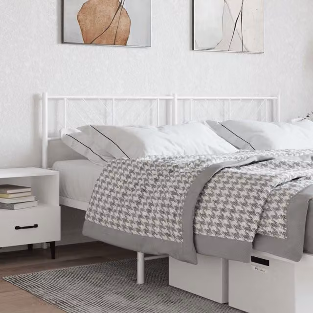 Berkfield Home Classic Metal Headboard in White, 193 cm