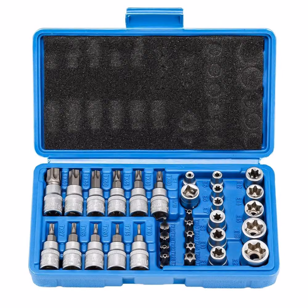 Nordara 34-Piece Torx Star Socket and Screwdriver Bit Set with Case in Silver and Blue – 2