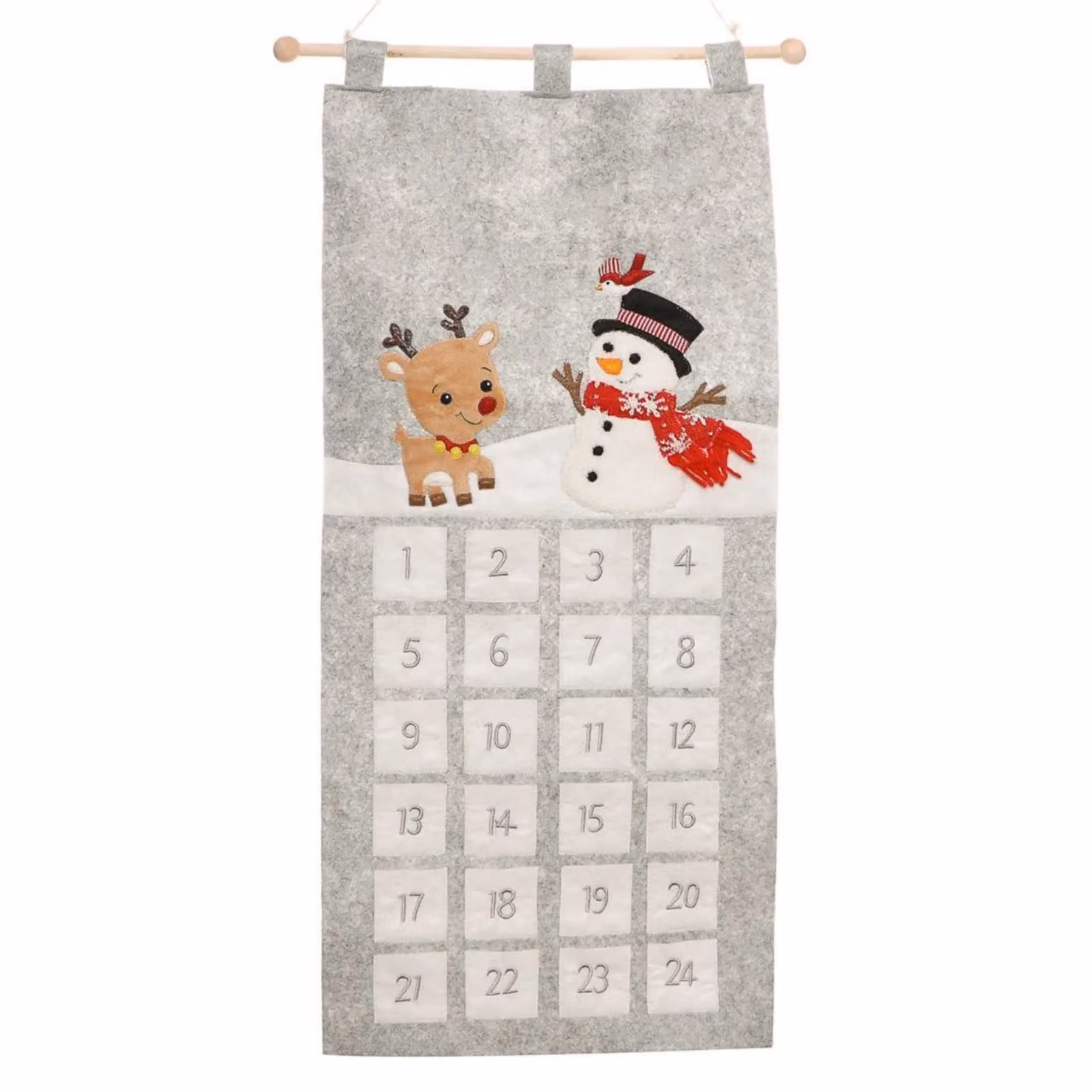 Dibor Luxury Scandinavian Christmas Advent Calendar for Kids in White and Grey with Snowman and Reindeer Designs – 2