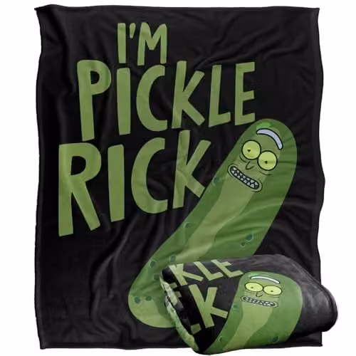Warner Bros. Rick and Morty I'm Pickle Rick Super Soft Fleece Throw Blanket, Multicolour, W: 152 cm, D: 127 cm – 1
