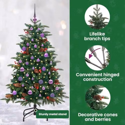 vidaXL Artificial Christmas Tree with 150 LEDs in Green, Height: 150 cm – 5