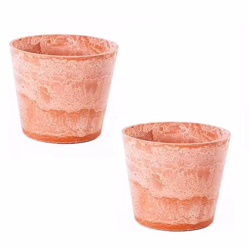 Garden Gear Caesar Marble Effect Plastic Planter in Brown, Set of 2, Diameter: 30.5 cm